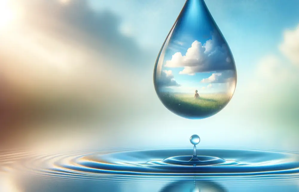 About Hypnotherapy illustrating a memory held in a drop of water coming into consciousness.