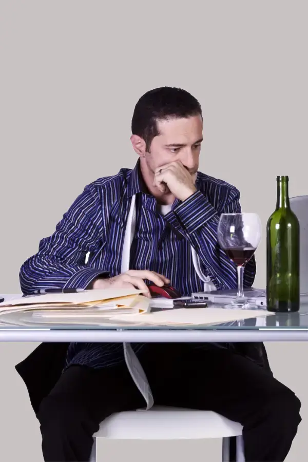 Man struggling with alcohol dependency habit